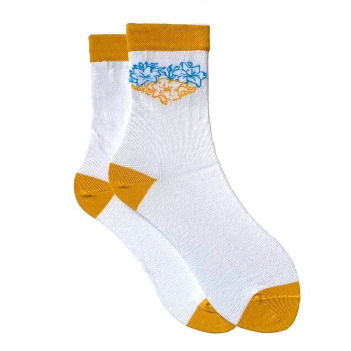 Носки женские "Ukrainian heart" с индийского хлопка, белые, 38-40