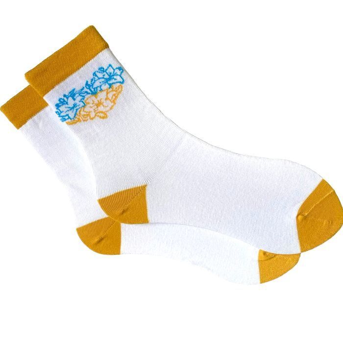 Носки женские "Ukrainian heart" с индийского хлопка, белые, 38-40