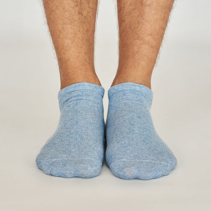 Men's ankle socks made from Indian cotton, blue melange