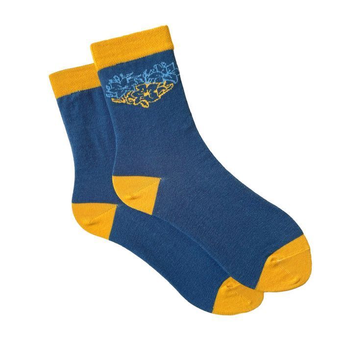 Носки женские "Ukrainian heart" с индийского хлопка, синие, 38-40