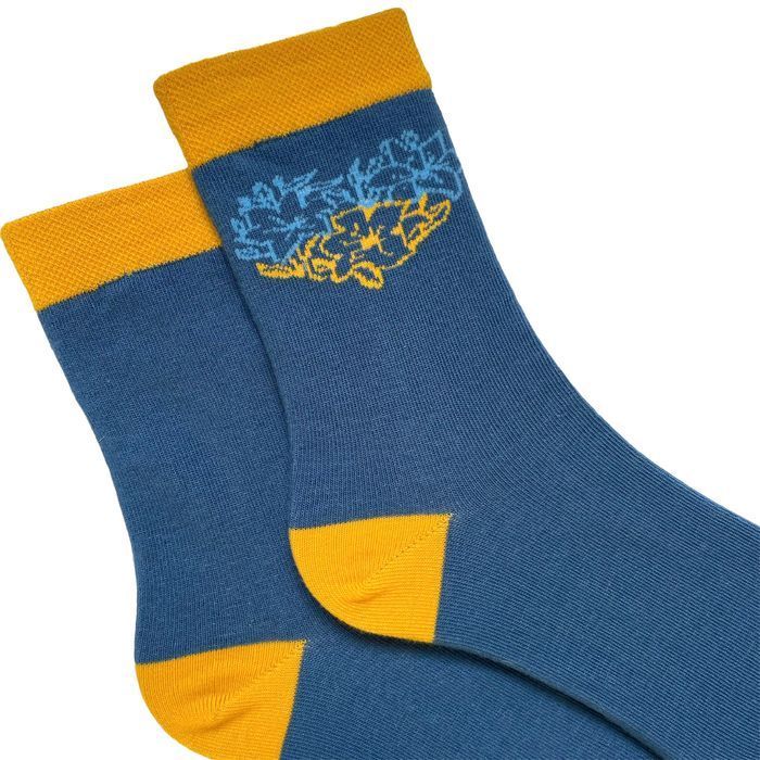Носки женские "Ukrainian heart" с индийского хлопка, синие, 38-40