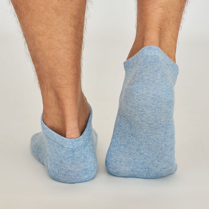 Men's ankle socks made from Indian cotton, blue melange