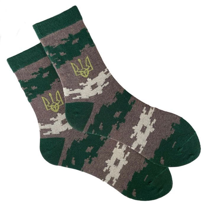 Men's socks "Military patriotic", made from Indian cotton, military green, 41-43