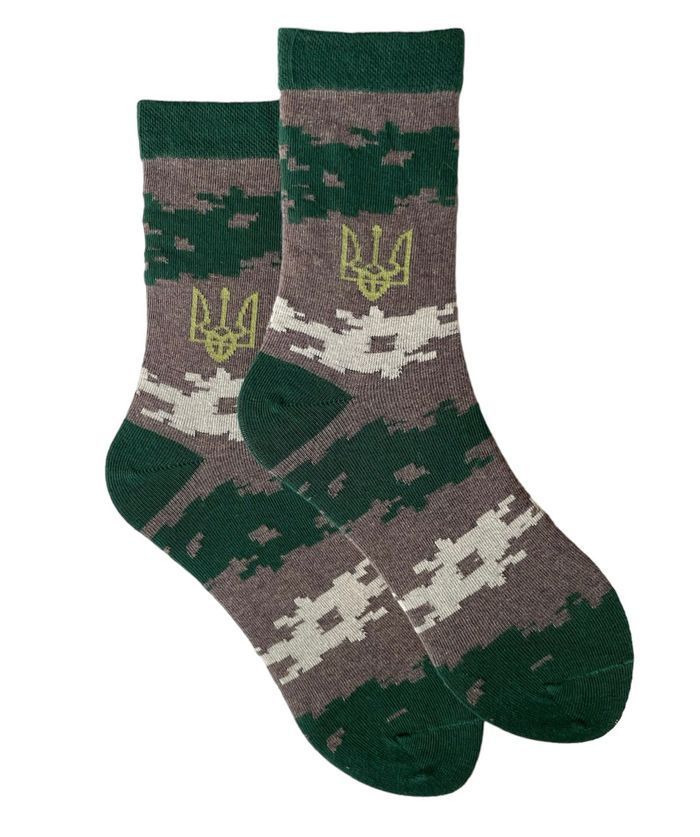 Men's socks "Military patriotic", made from Indian cotton, military green, 41-43