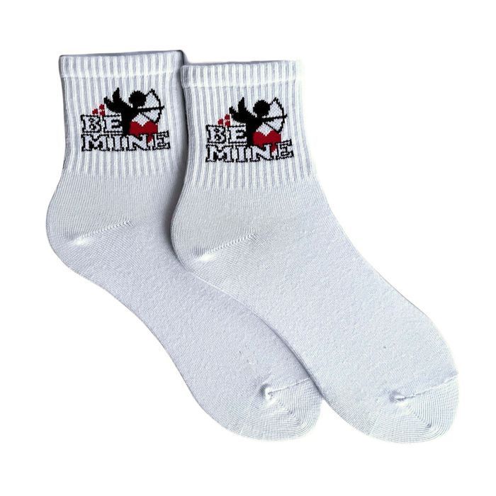 Women's Socks "BE MINE" made from Indian cotton, white, 35-37