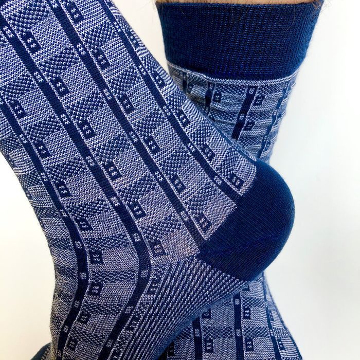 Men's jacquard socks made from Indian cotton, blue, 39-41