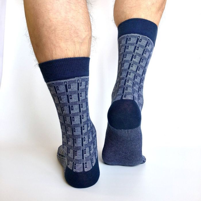 Men's jacquard socks made from Indian cotton, blue, 44-45
