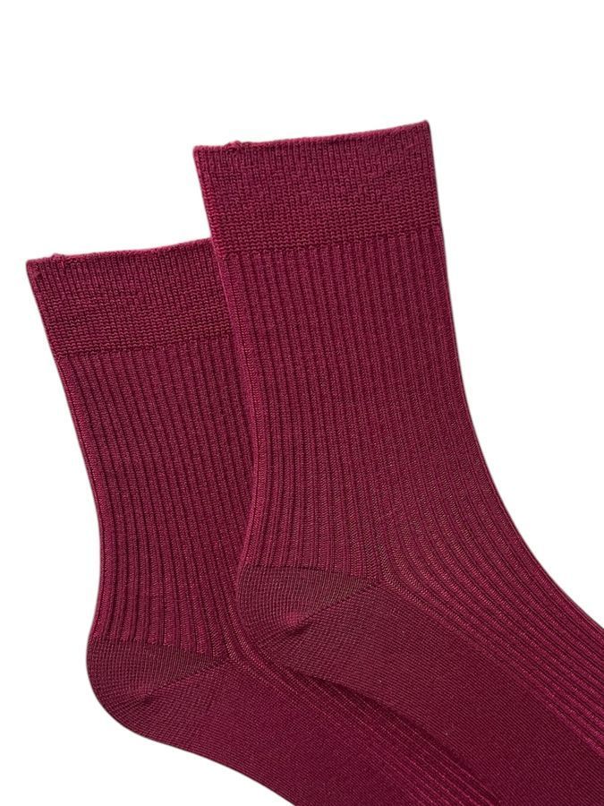 RIBBED LINKS Socks, made from Indian cotton, burgundy