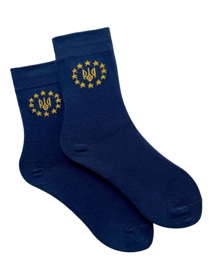 Men's classic socks "UA-EU", made from Indian cotton, dark blue