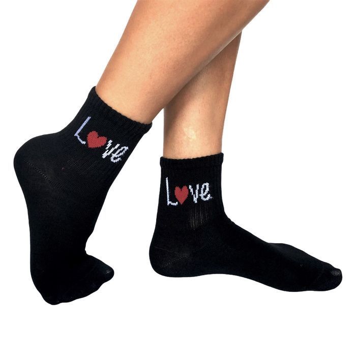 Носки женские "LOVE" с индийского хлопка, черные, 36-39