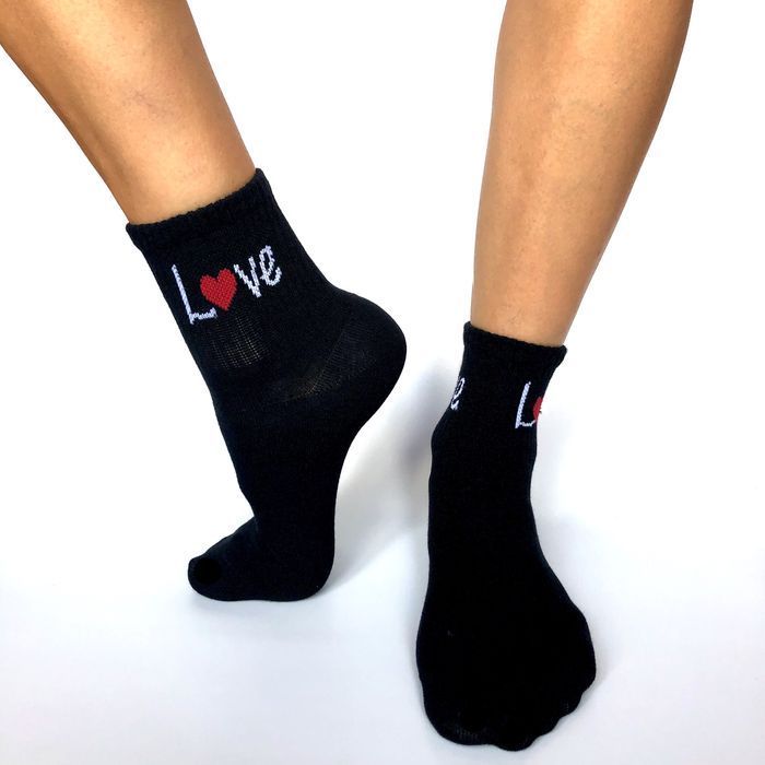 Носки женские "LOVE" с индийского хлопка, черные, 36-39