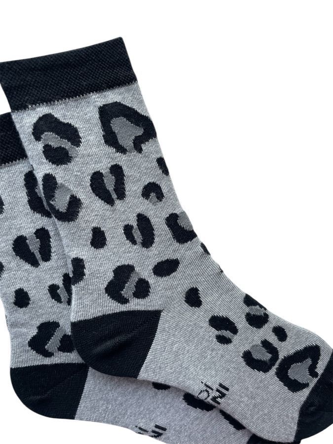 Women's Socks "Leo print", made from Indian cotton, gray
