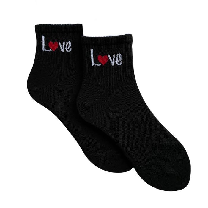 Носки женские "LOVE" с индийского хлопка, черные, 35-37