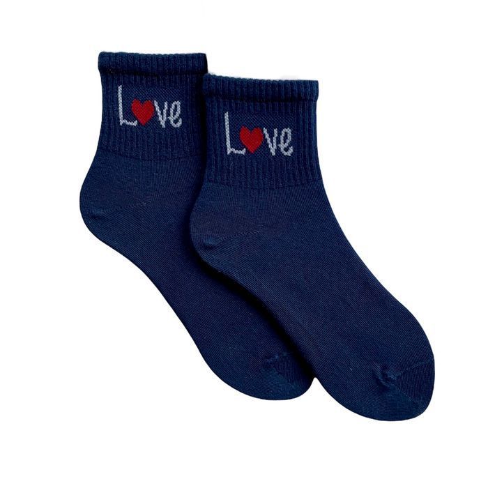 Шкарпетки жіночі "LOVE" з індійської бавовни, сині, 35-37