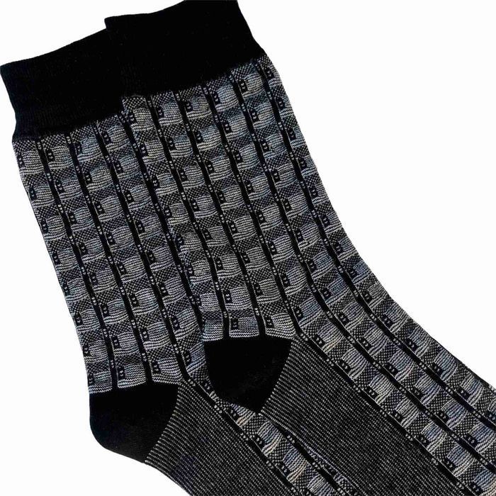 Men's jacquard socks made from Indian cotton, black, pp.44-45