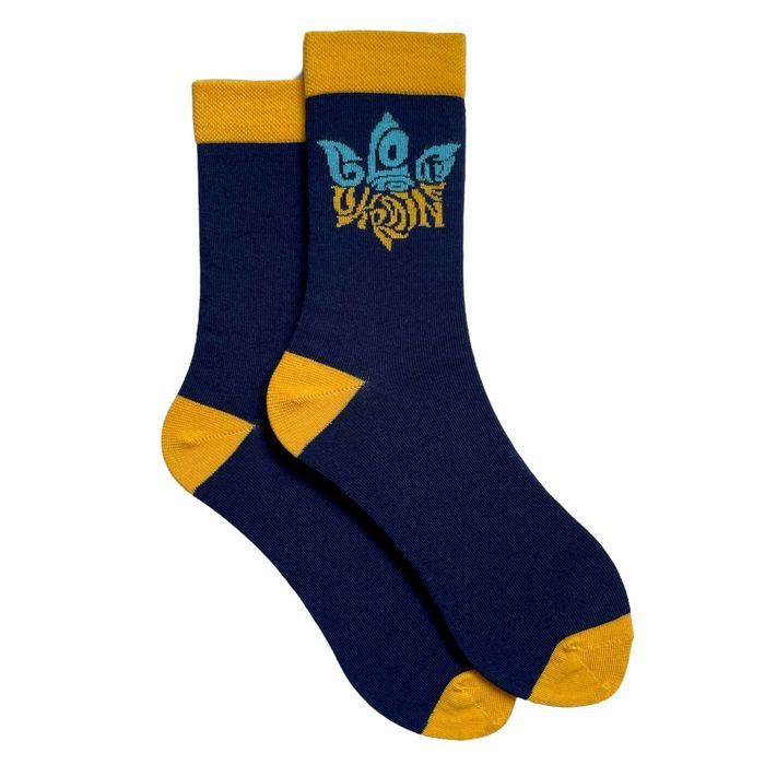 Men's socks Glory to Ukraine, made from Indian cotton, dark blue