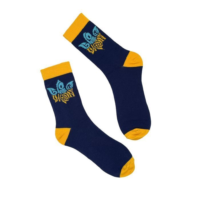 Men's socks Glory to Ukraine, made from Indian cotton, dark blue