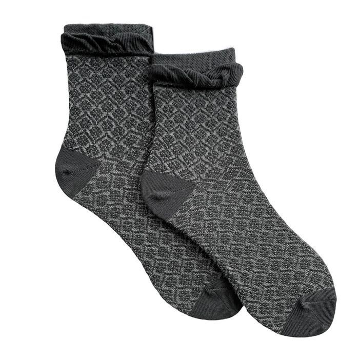 Women's Jacquard Socks "Double eraser" made from Indian cotton, dark grey, 38-40