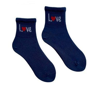 Women's Socks "LOVE" made from Indian cotton, blue, 36-39