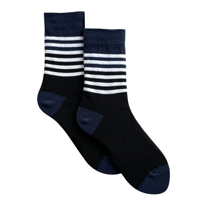 Men's socks "Stripes", made from Indian cotton, black