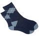 Women's terry socks "Argyle" made from Indian cotton, blue melange