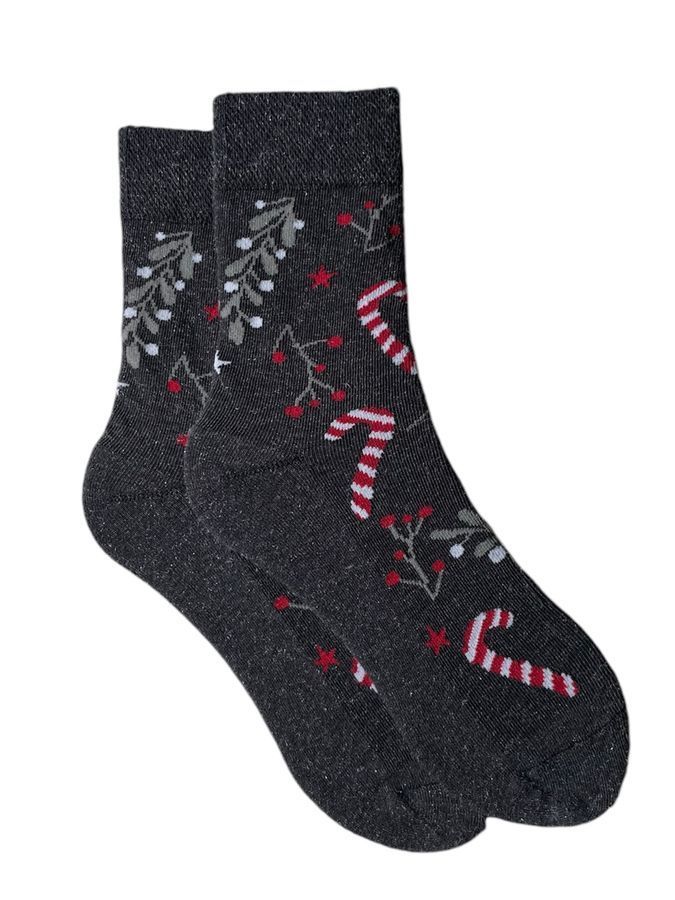 Жіночі шкарпетки з махровою стопою "Святкові", індійська бавовна