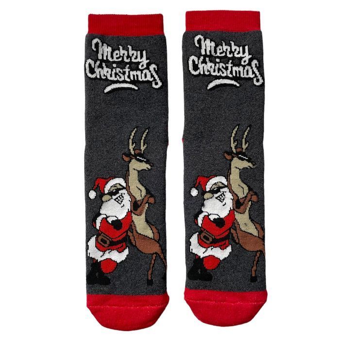 Men's Christmas socks "Santa and a deer"
