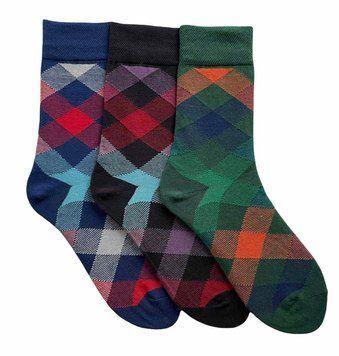 Set of Men's socks "Colored squares", made from Indian cotton, 3 pairs, 44-45