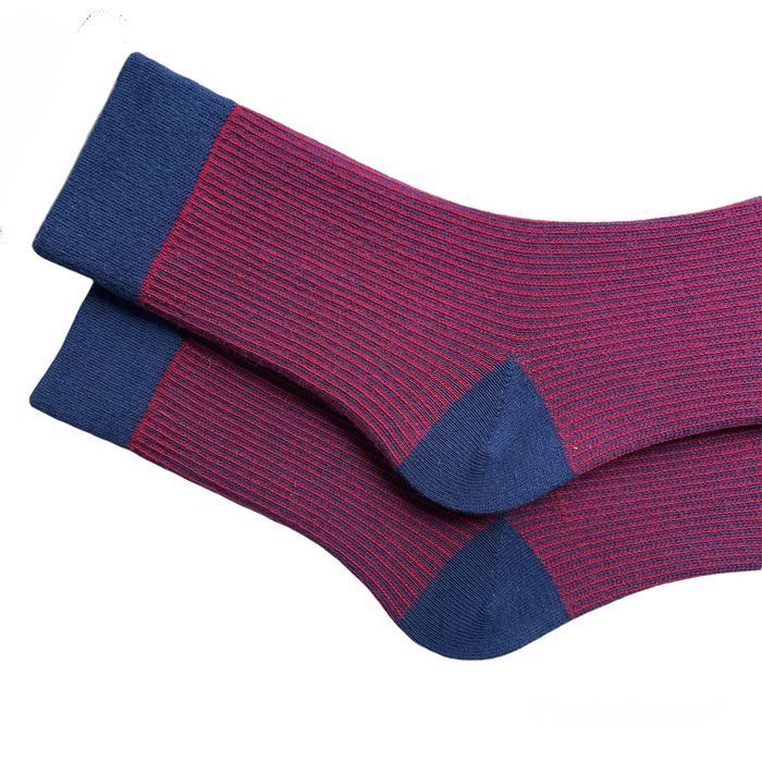 Men's socks made from Indian cotton, raspberry with blue
