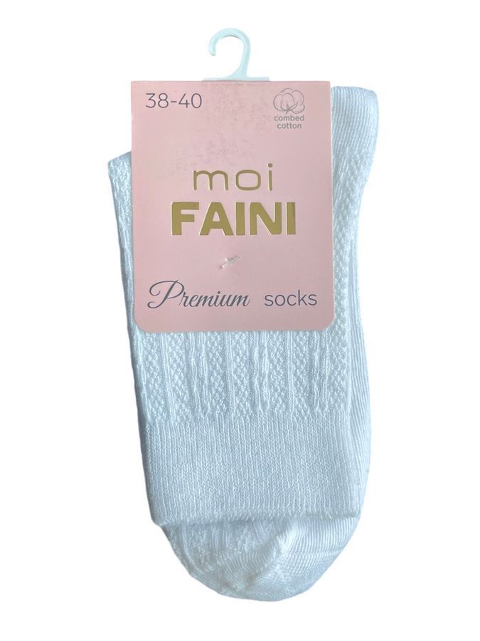 Women's Jacquard links Socks "Braid" made from Indian cotton, white