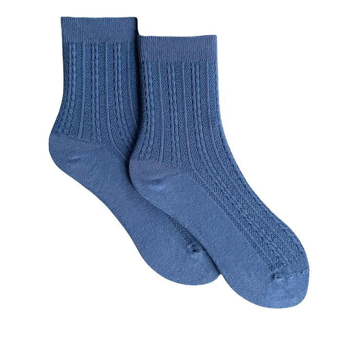 Women's Jacquard links Socks "Braid" made from Indian cotton, blue jeans