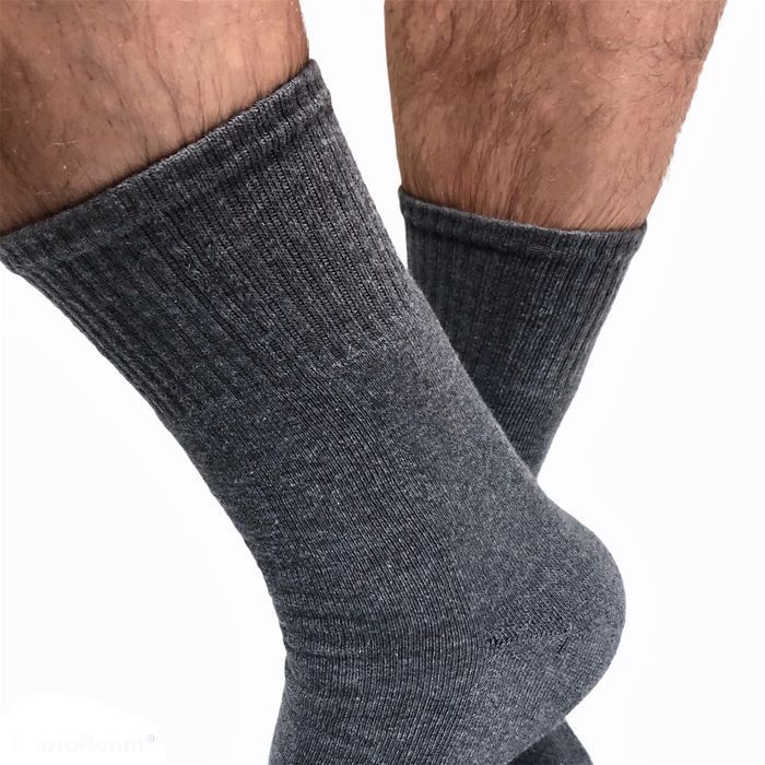 Men's TERRY FOOT socks made from Indian cotton, dark grey melange