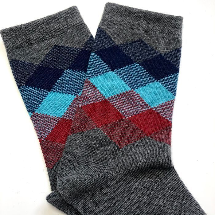 Шкарпетки "Кольорові квадрати" з індійської бавовни, сірий меланж, 35-37