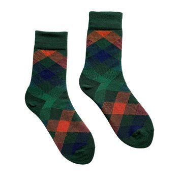 Men's socks "Colored squares", made from Indian cotton, green, 44-45
