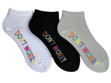 Set of Women's ankle Socks "Don't worry, Be Happy" made from Indian cotton, 3 pairs, 35-37